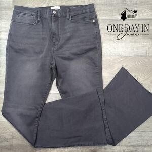 Frame Le High High Rise Flare Raw Hem Jeans Size 16 (34)